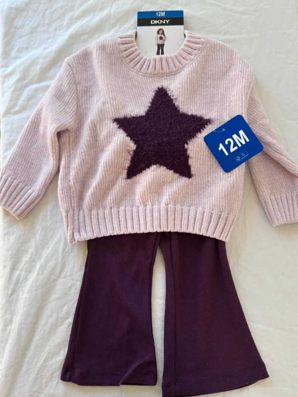 DKNY Baby Girl 2-Outfit Bundle | Size 12 Months | NWT Chenille Knit Sets